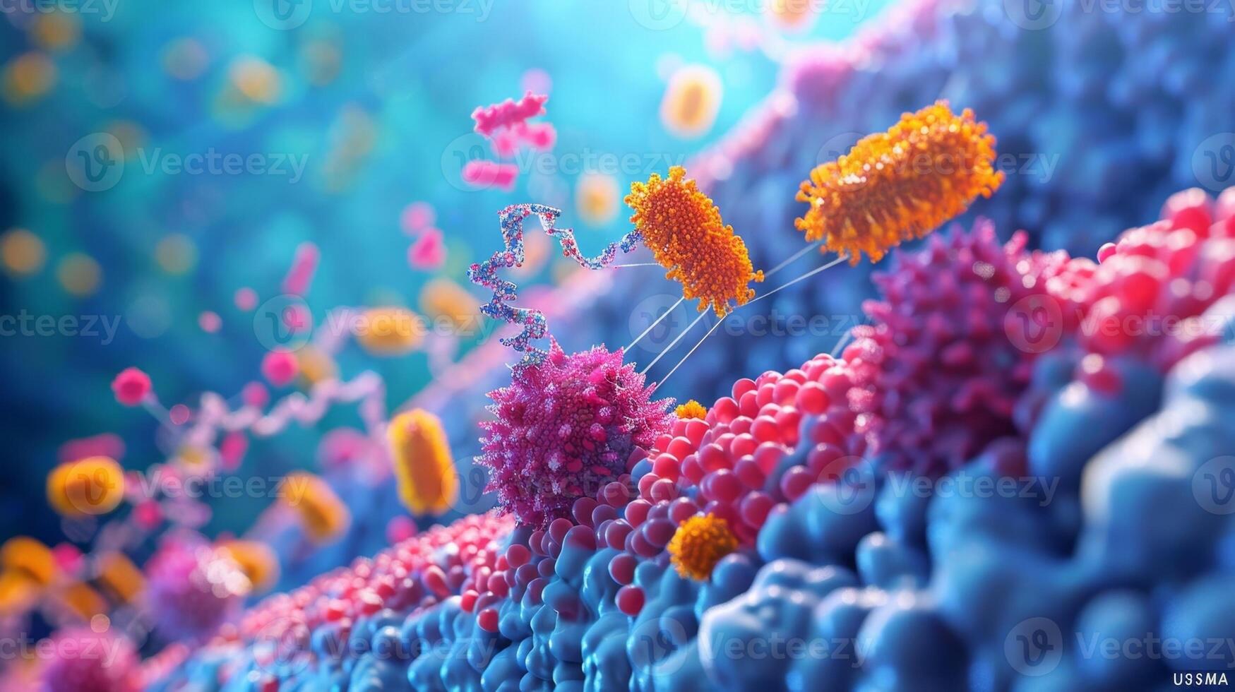 A of ries in a prokaryotic cell synthesizing proteins at a rapid pace with the help of rRNA molecules photo