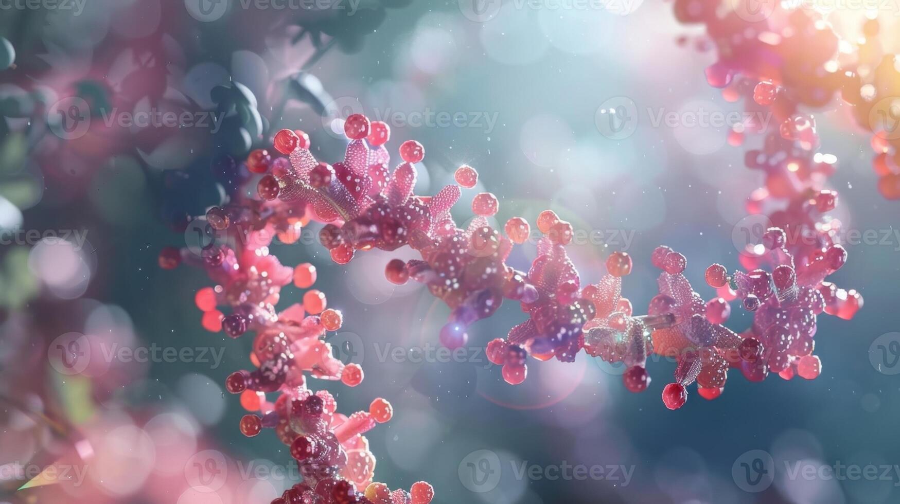 An electron microscopy image of RNA polymerase binding to a DNA template with the help of transcription factors photo
