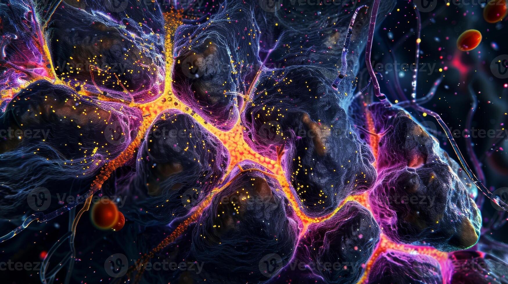 Crosssection view of a nerve cell revealing the high concentration of NaK ATPase near the axon to maintain the cells resting membrane potential photo