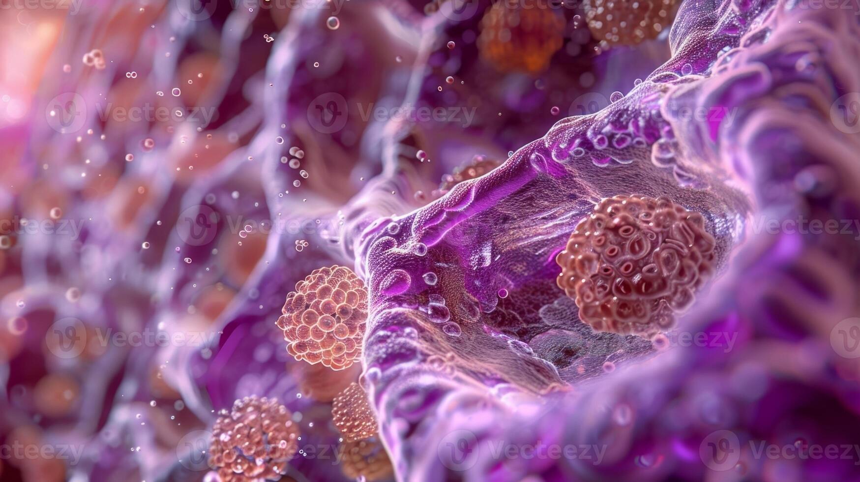A magnified image of a cells plasma membrane illustrating the transport of thyroid hormones into the cell photo