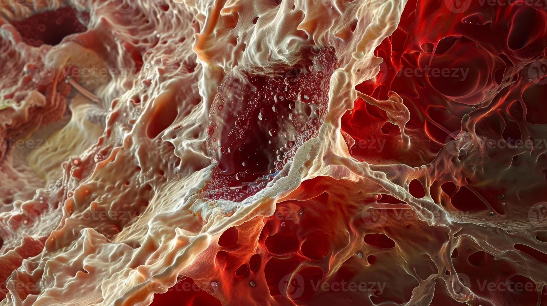 Crosssection view of a vessel with a platelet plug covering the damaged area photo