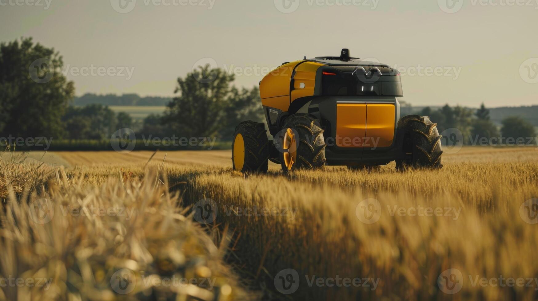 An autonomous harvester moves through a field with ease avoiding obstacles and adjusting its speed and direction based on realtime environmental data photo
