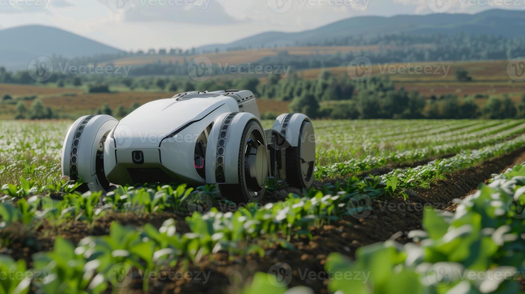 An autonomous harvesting machine uses AI to determine the optimal riss of crops improving yield and quality photo