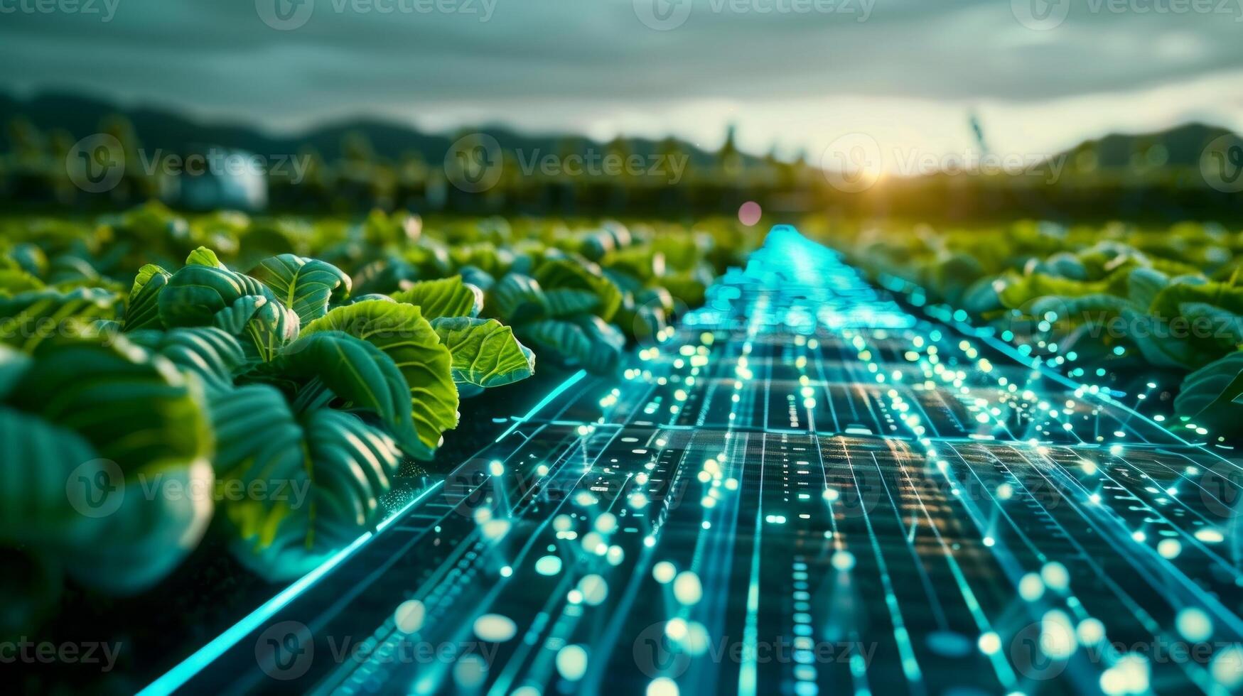 The AI system learns from past data and continuously improves crop production allowing for high yields and minimal waste photo