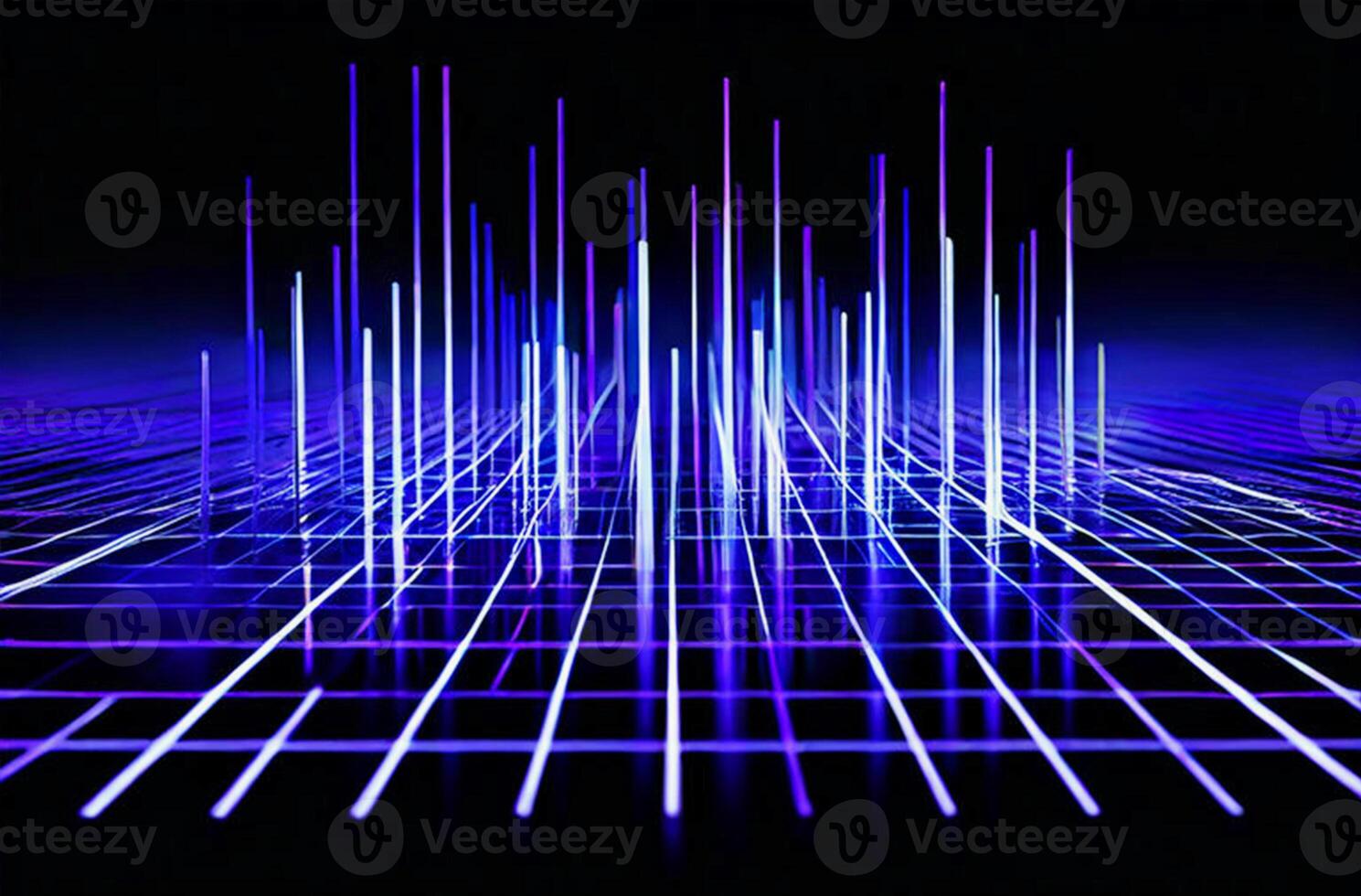 Purple and blue abstract stripes on a black background. A pattern of chaotic smooth intersecting lines. photo