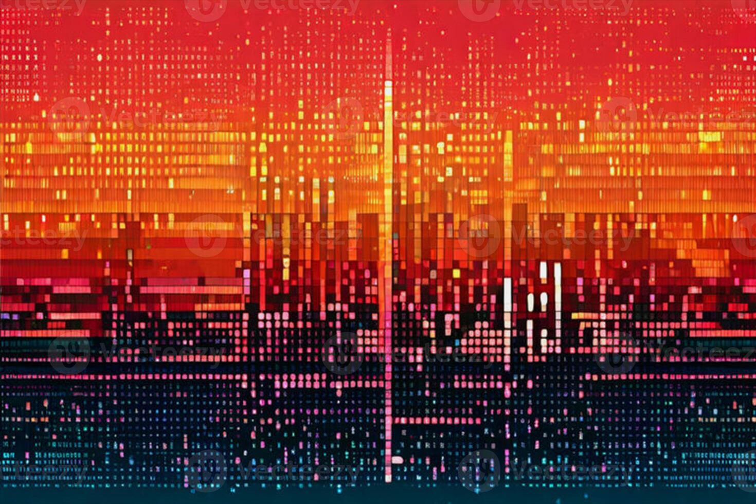 Abstract multi-colored digital pixels on a dark background. Concept of technology, data and communication, internet, computer game. photo