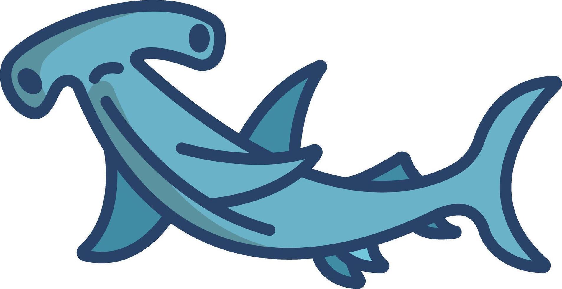 Hammerhead Fish linear color illustration vector
