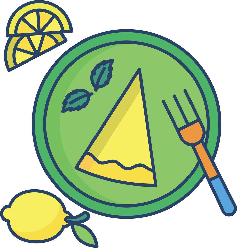 Lemon cheese cake linear color illustration vector