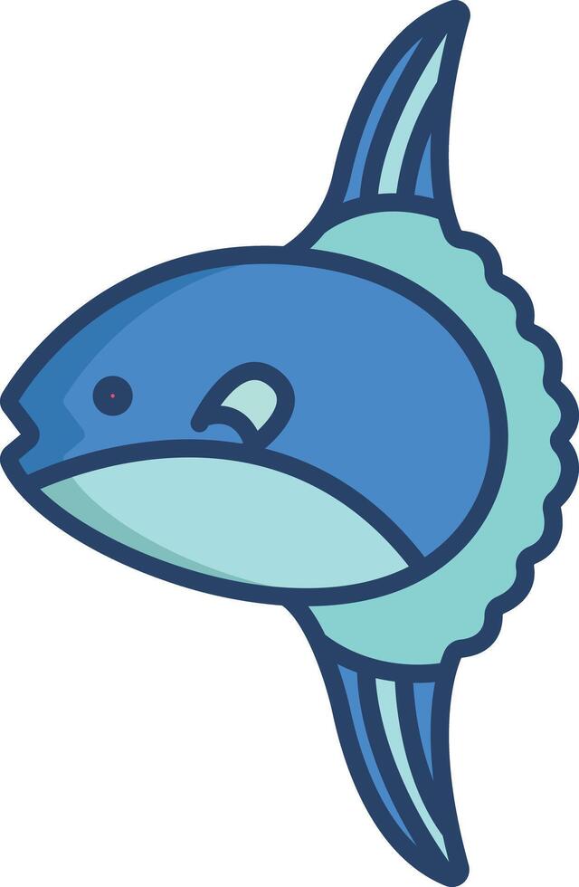 Ocean sunfish linear color illustration vector