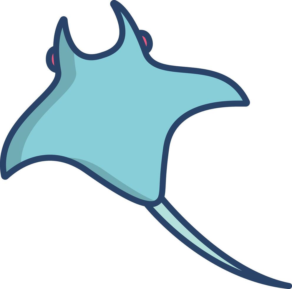 Mantaray Fish linear color illustration vector