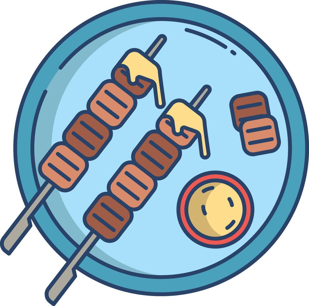 Satay recipes linear color illustration vector
