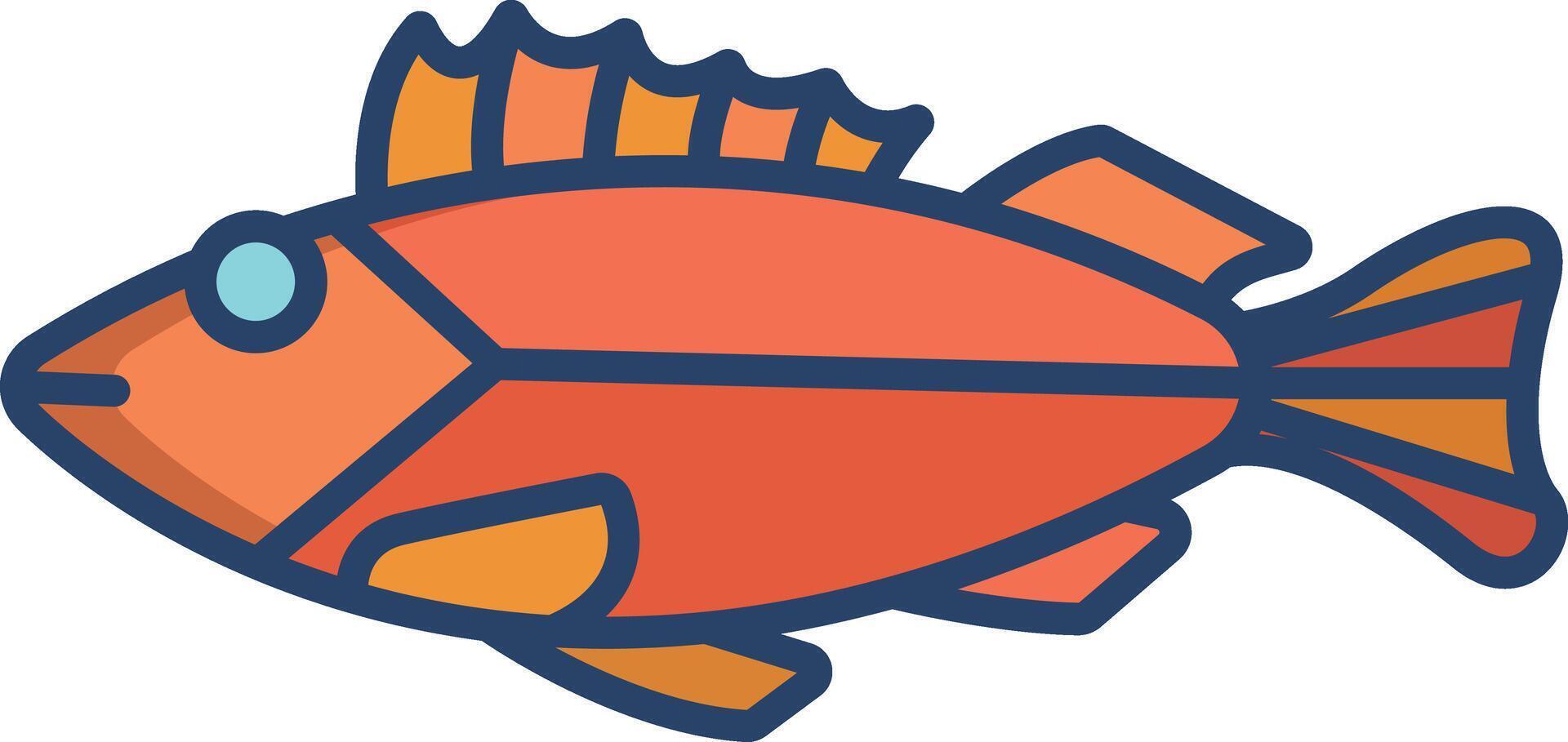 Rockfishes linear color illustration vector