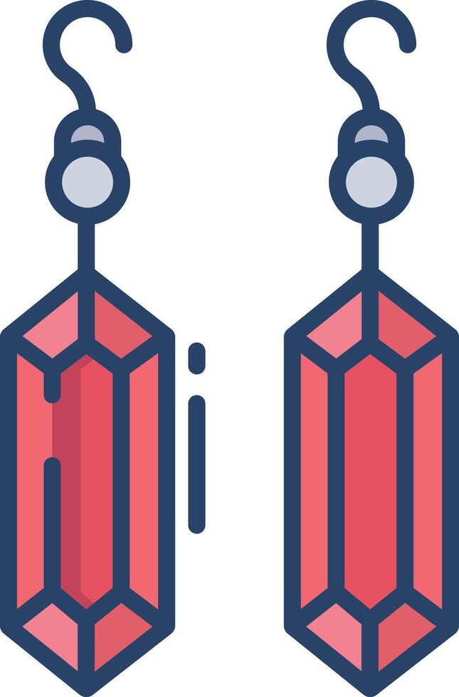 Earrings linear color illustration vector