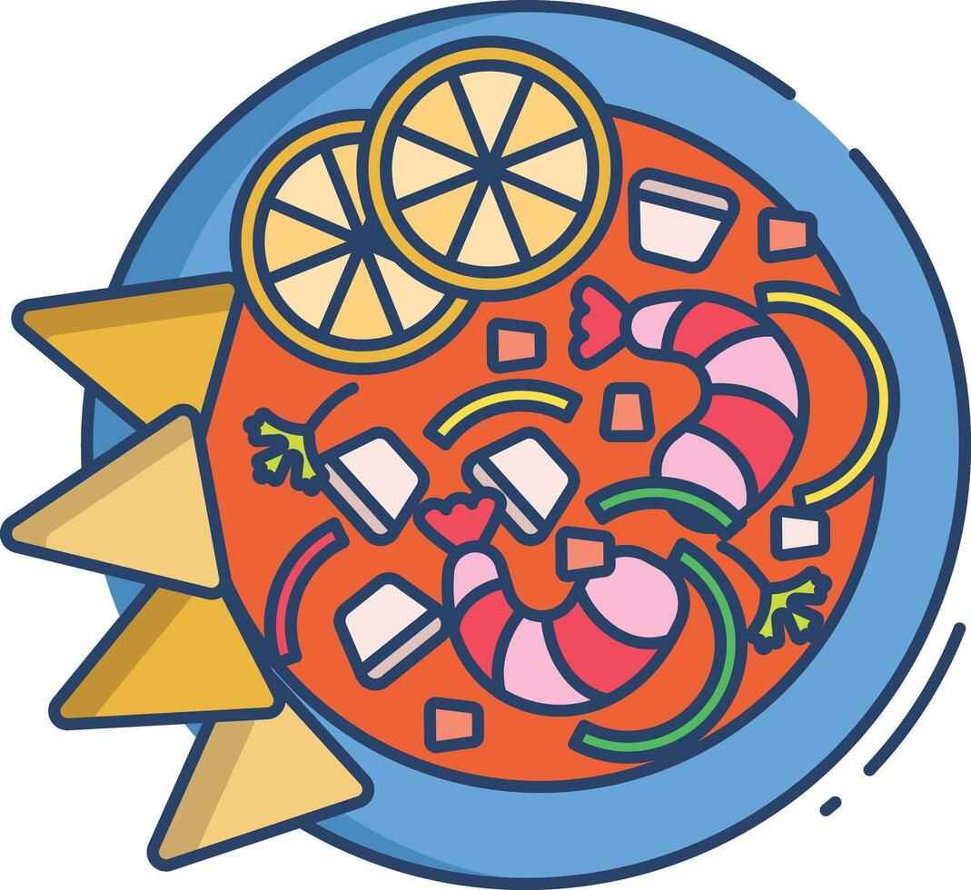 Ceviche linear color illustration vector