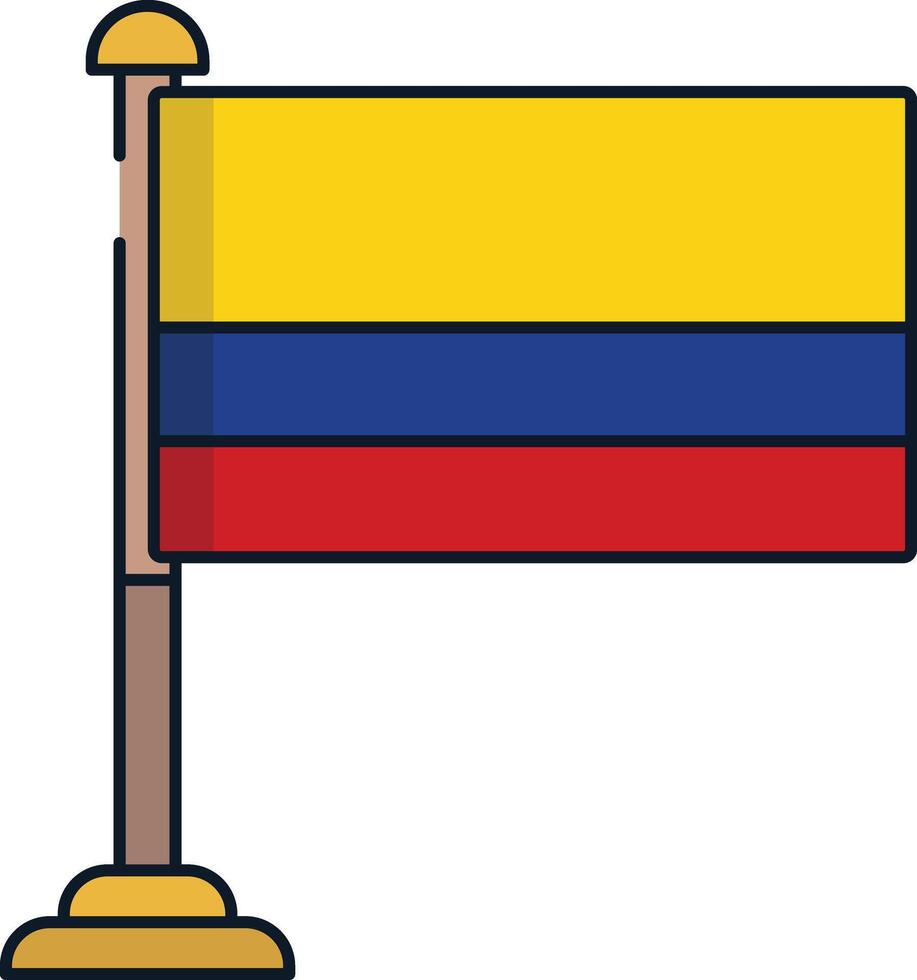 Colombia flag linear color illustration vector