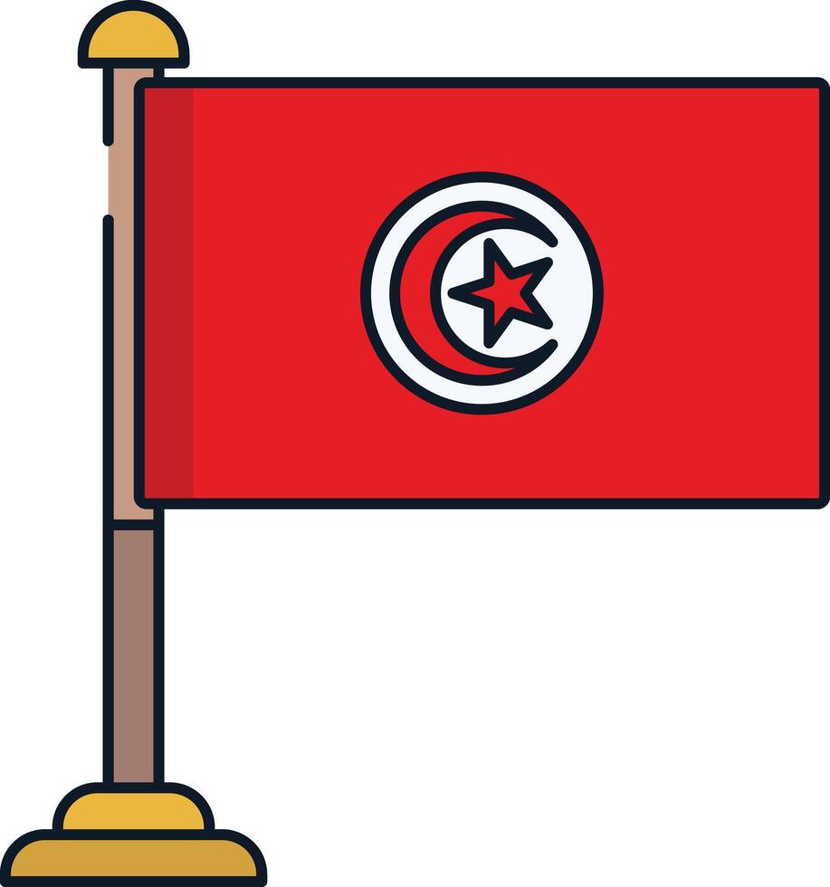 Tunisia flag linear color illustration vector