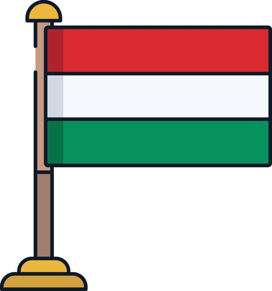 Hungary flag linear color illustration vector