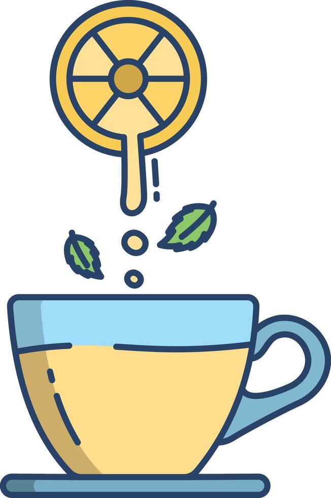 lemon tea linear color illustration vector