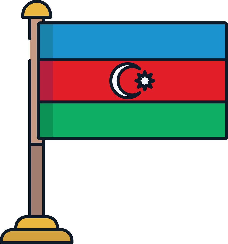 Azerbaijan flag linear color illustration vector