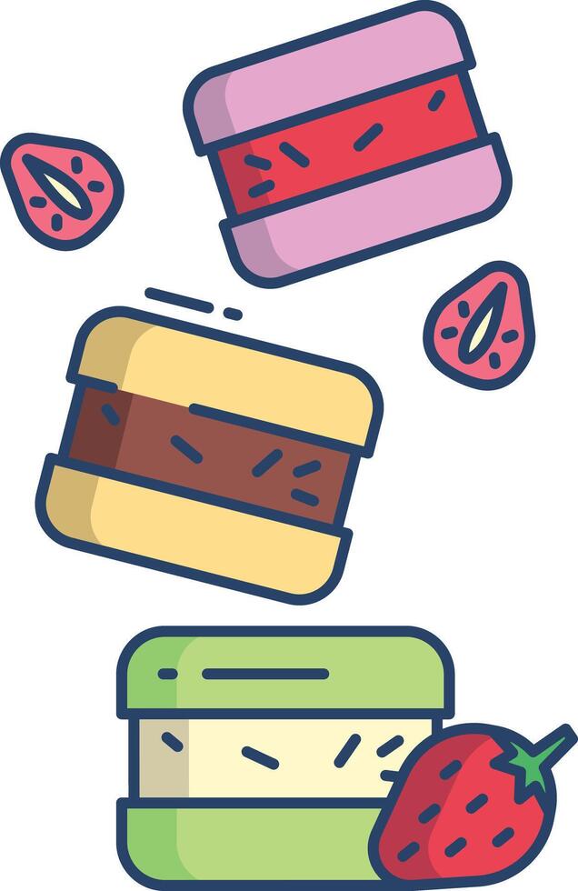 Macarons linear color illustration vector