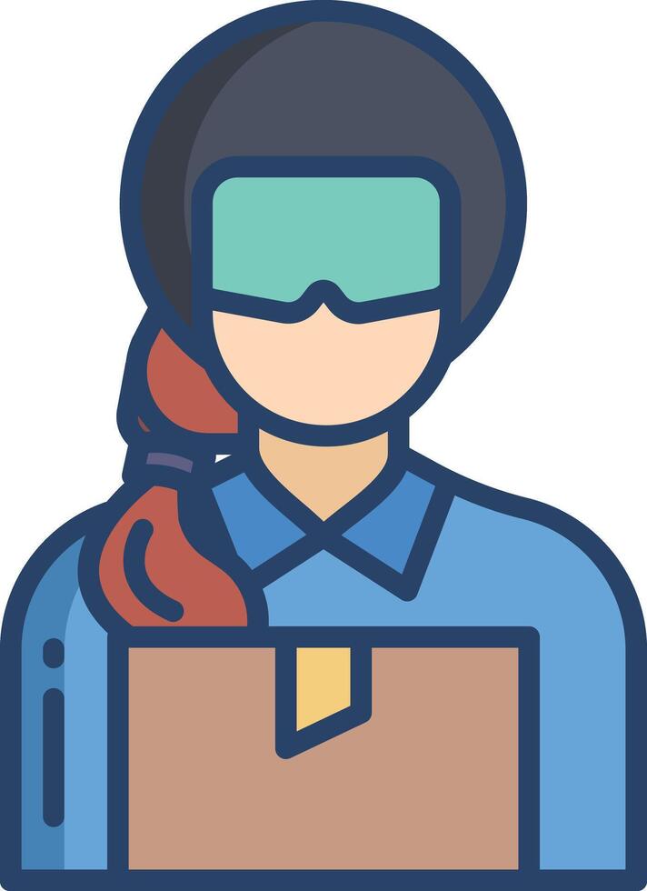 Delivery woman linear color illustration vector