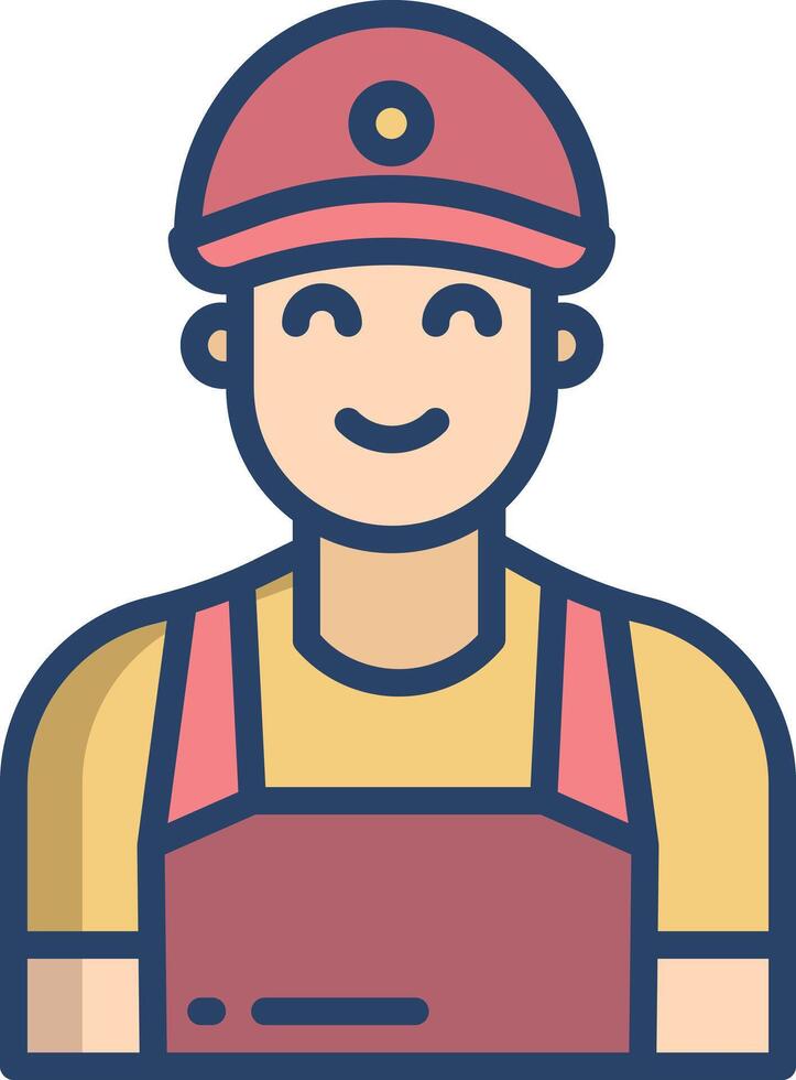 Waiter Man linear color illustration vector