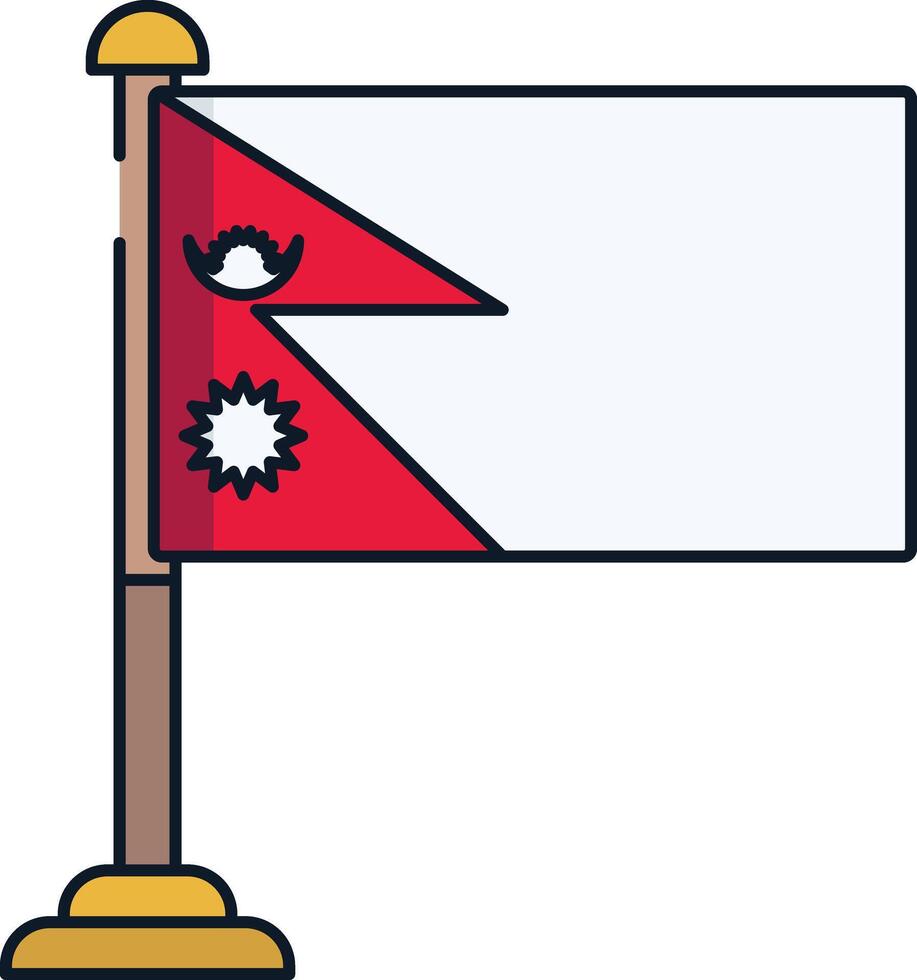 Nepal flag linear color illustration vector