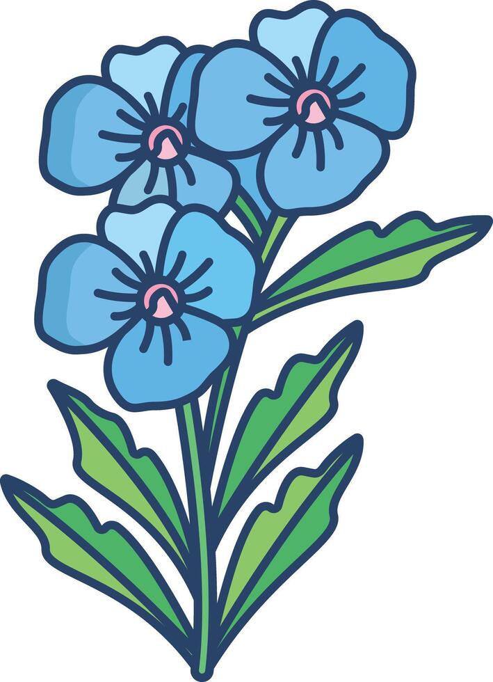 Plumbago flower linear color illustration vector
