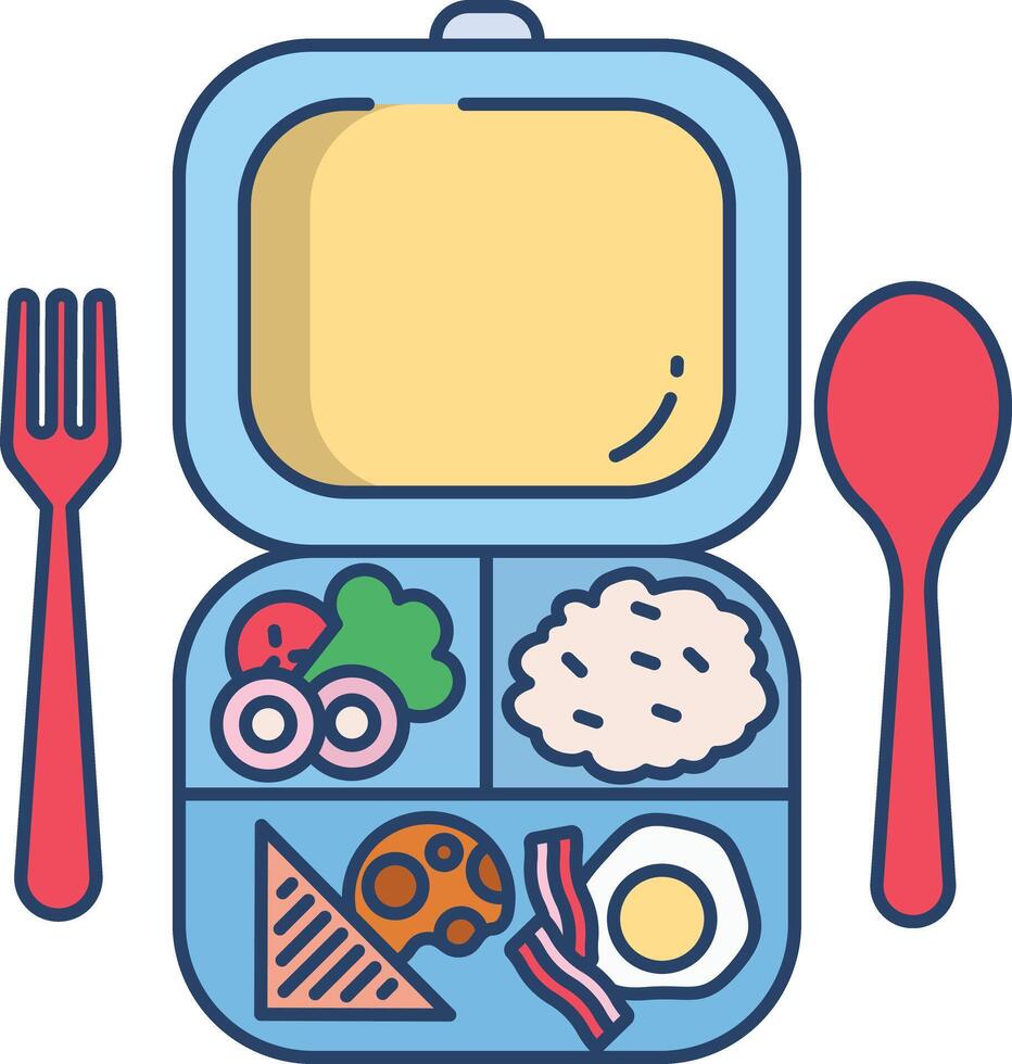 Lunch box linear color illustration vector