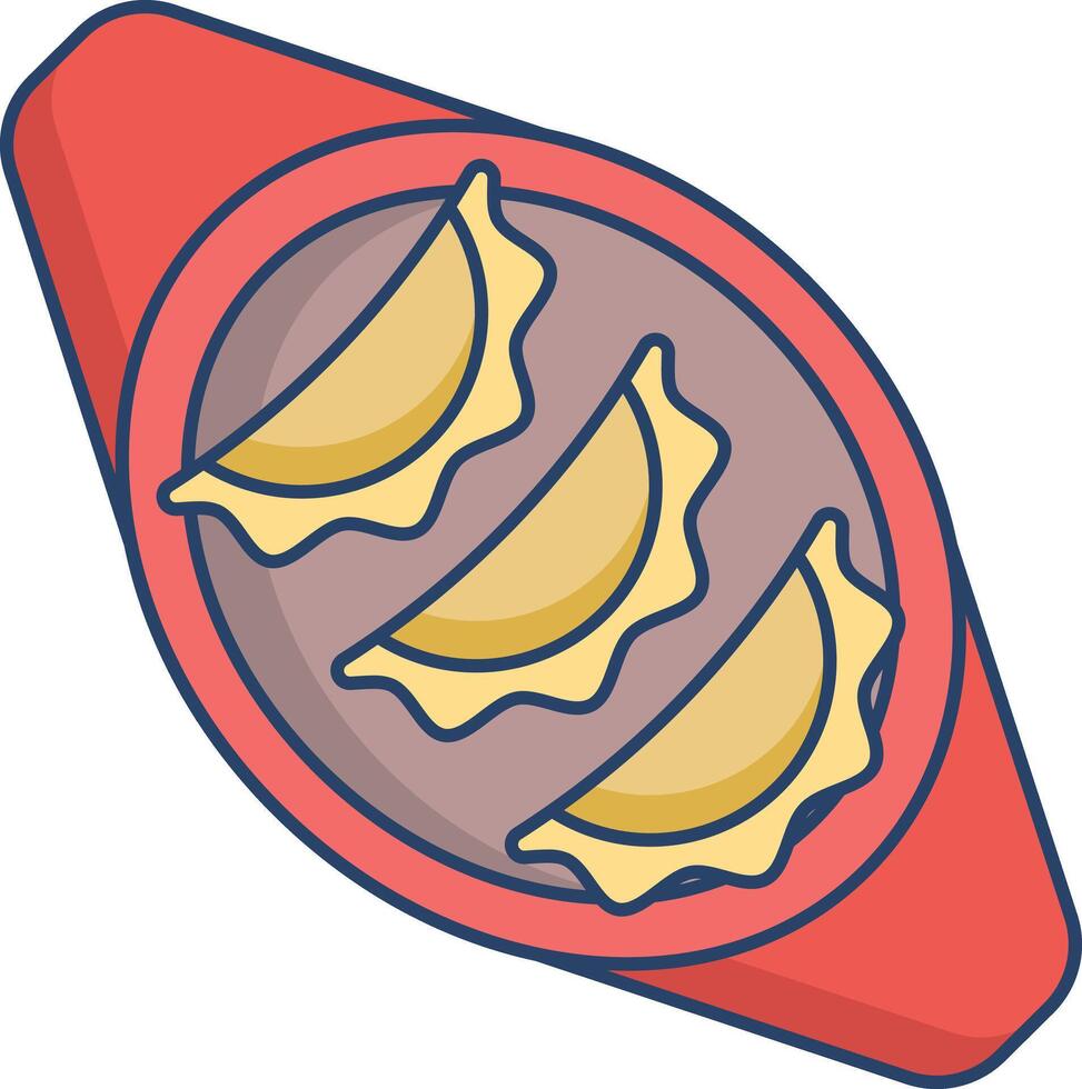Chinese dumplings linear color illustration vector