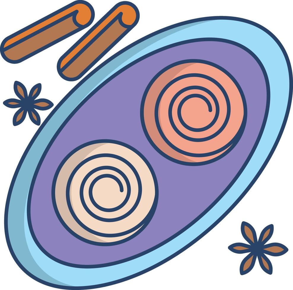 Cinnamon roll linear color illustration vector