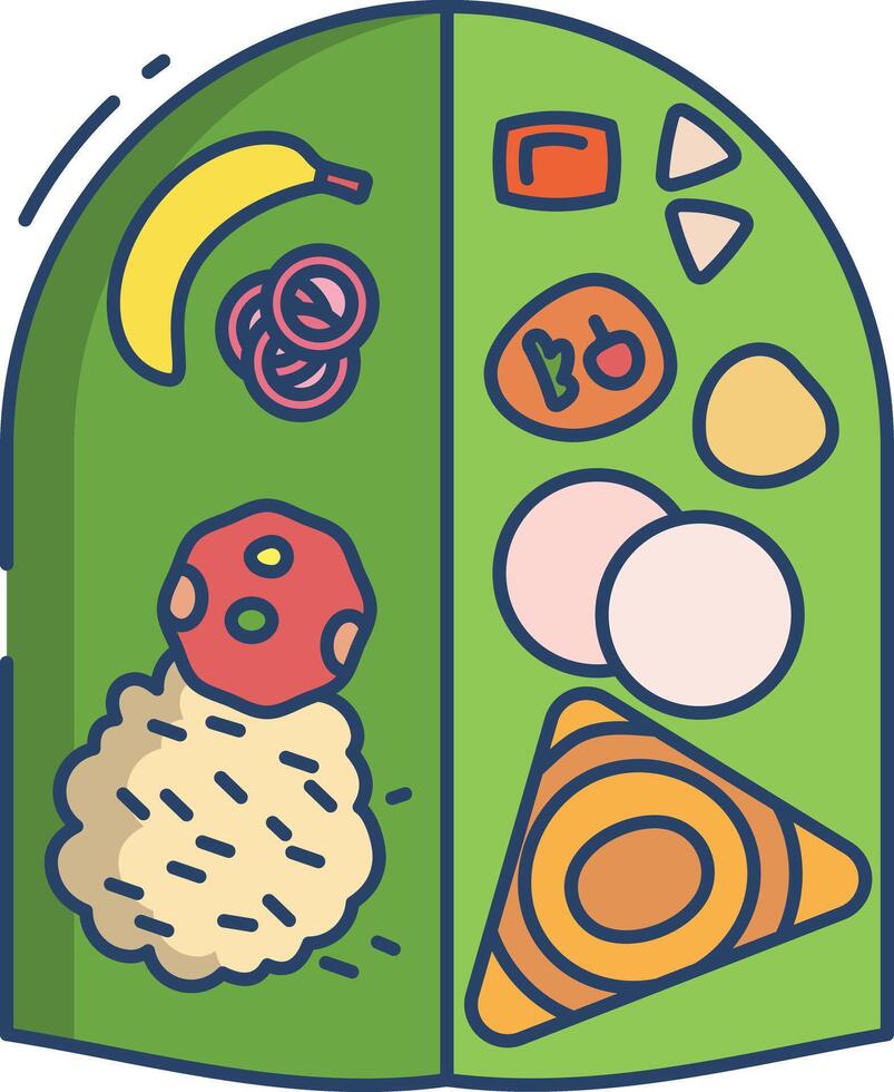 Indian Thali linear color illustration vector