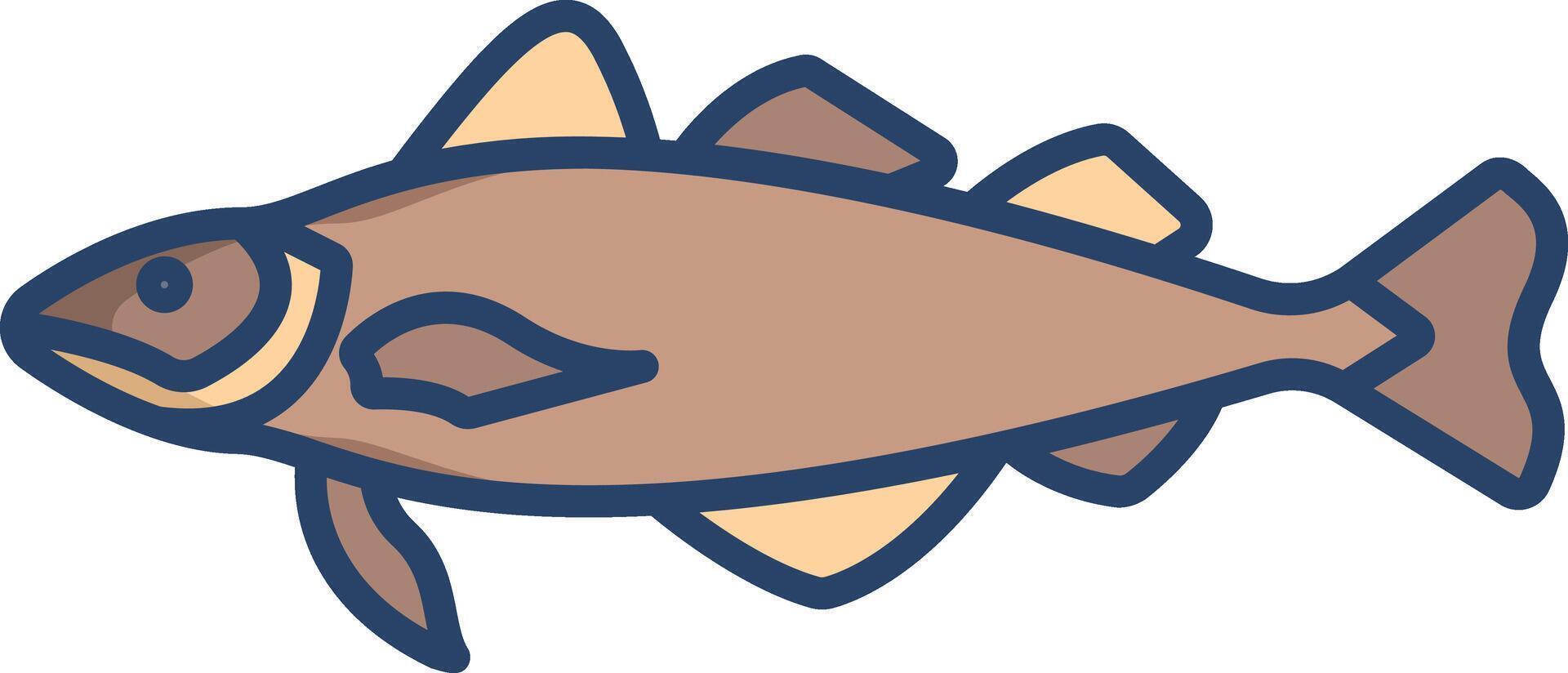 Cod Fish linear color illustration vector