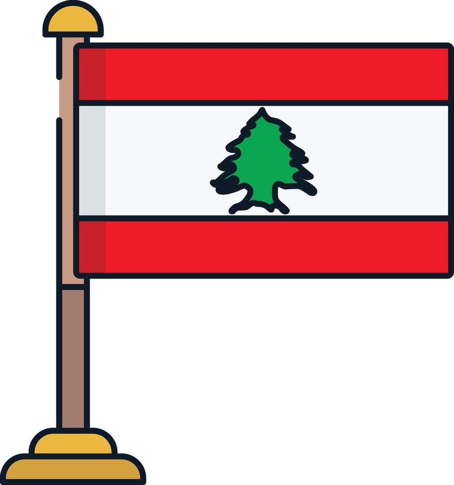 Lebanon flag linear color illustration vector