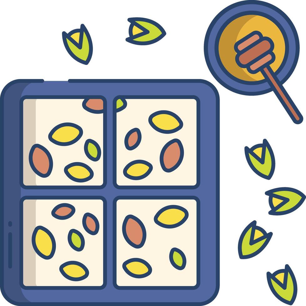 Nougat recipes linear color illustration vector