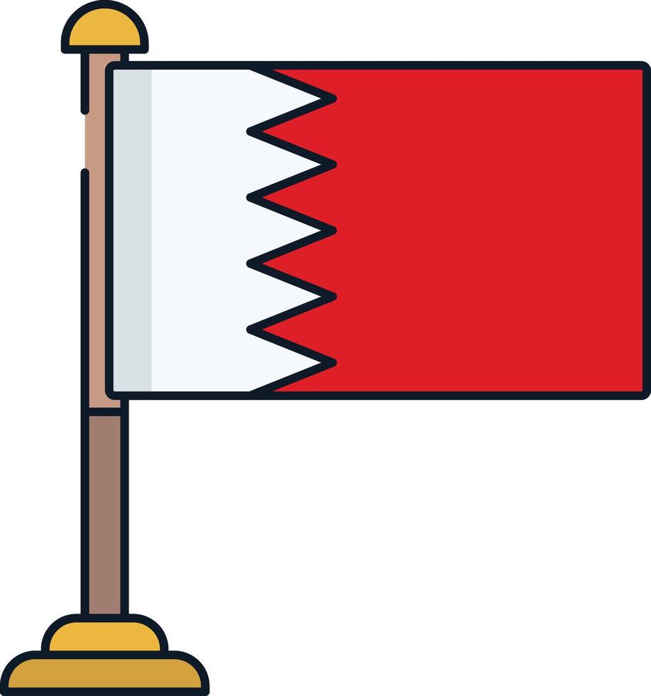 Bahrain flag linear color illustration vector