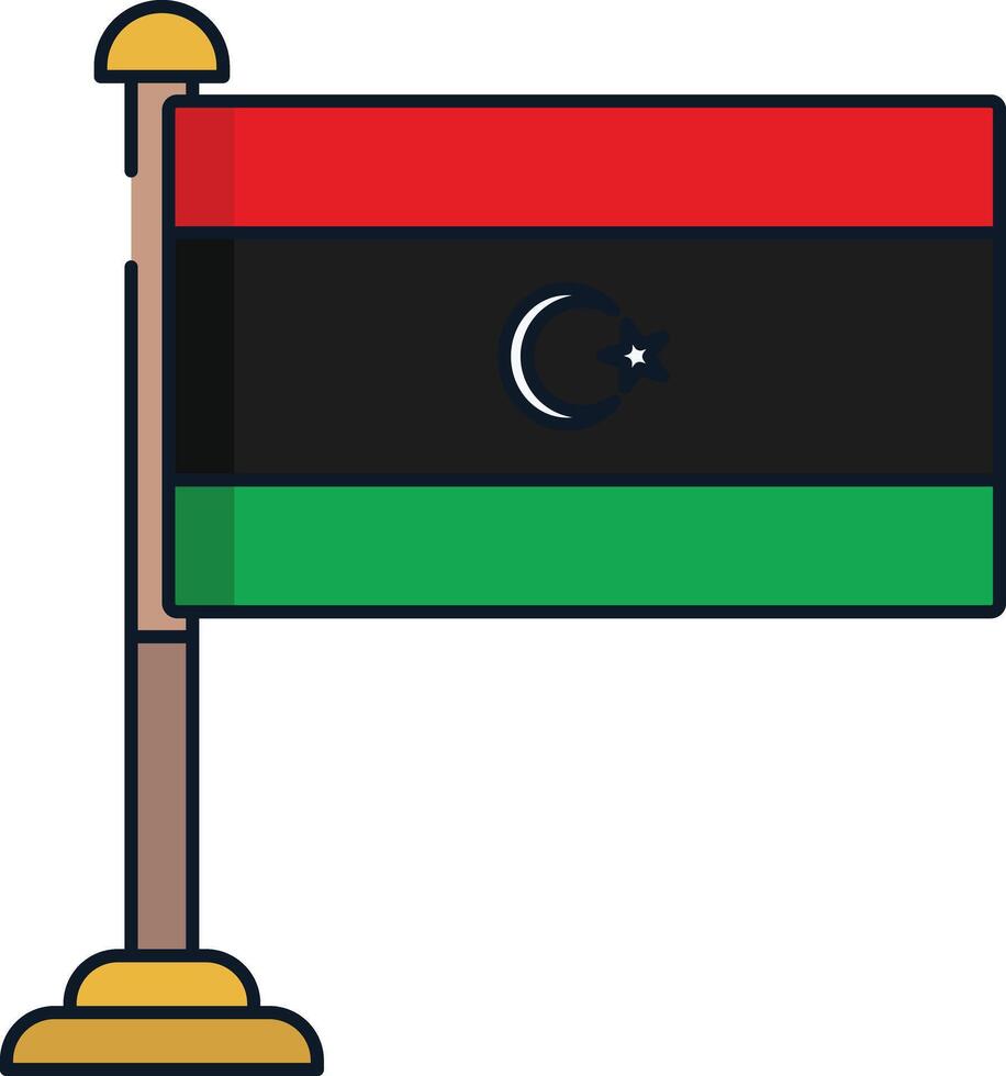 Libya flag linear color illustration vector