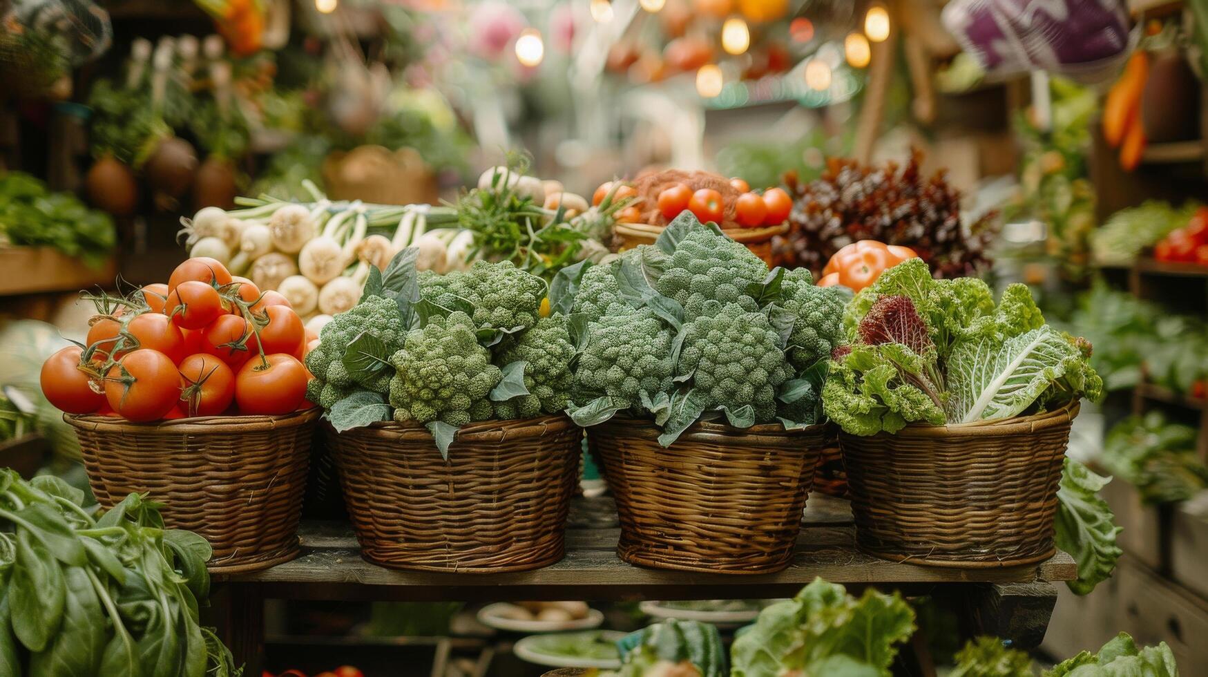 Freshly Harvested Autumn Vegetables in Wicker Basket With Colorful Flowers photo