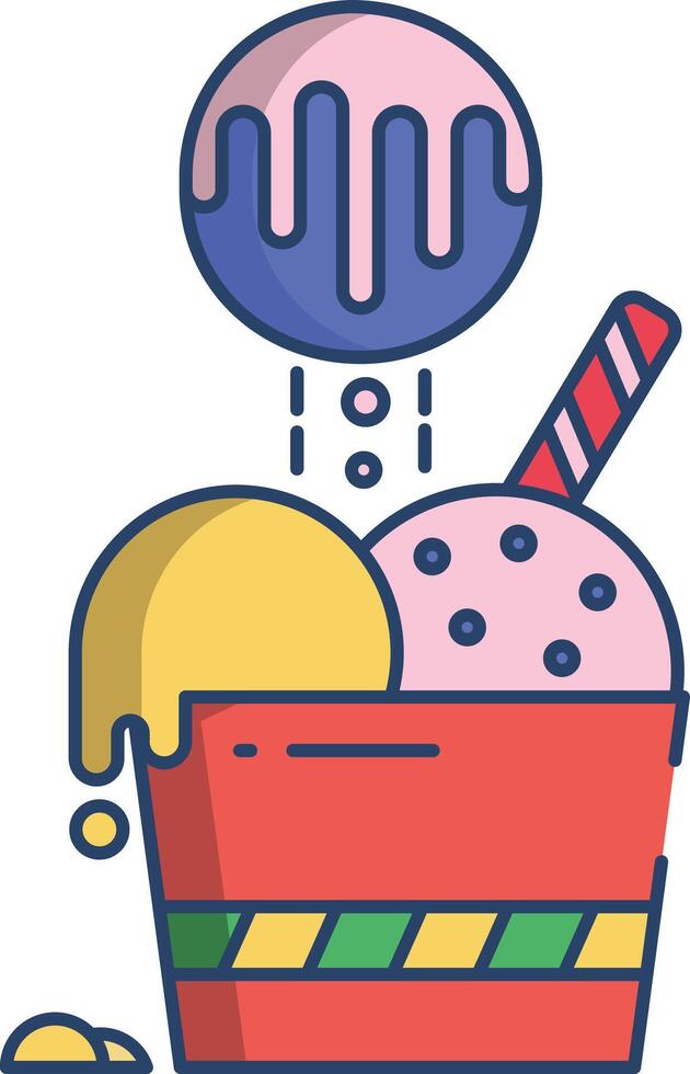 Scoop icecream linear color illustration vector