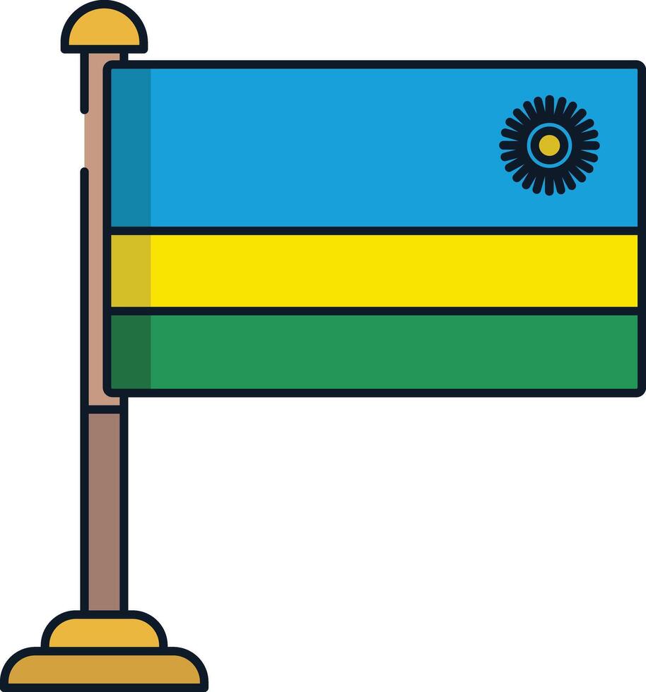 Rwanda flag linear color illustration vector