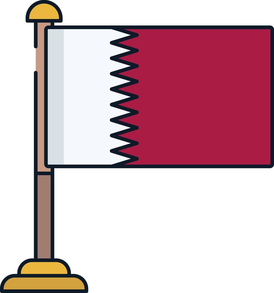 Qatar flag linear color illustration vector