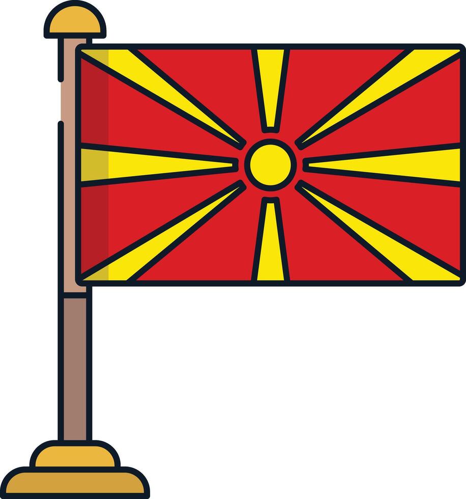 North Macedonia flag linear color illustration vector
