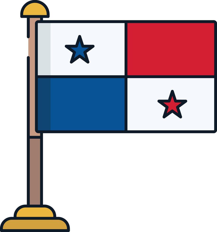 Panama flag linear color illustration vector