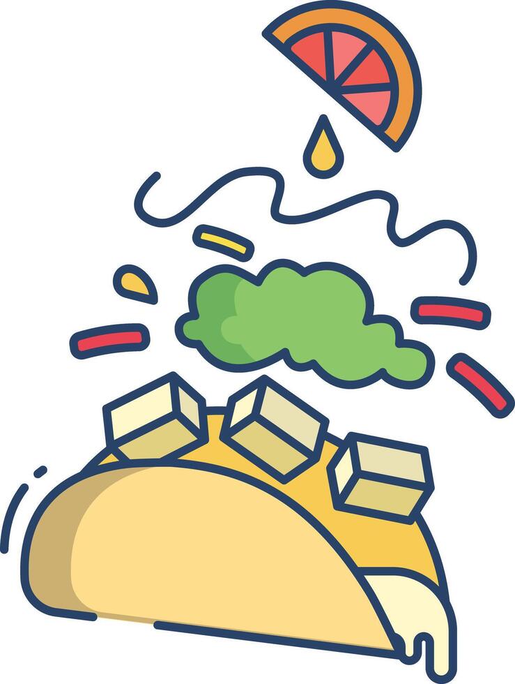 Taco linear color illustration vector
