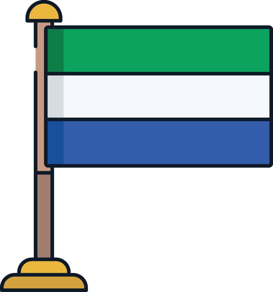 Sierra Leone flag linear color illustration vector