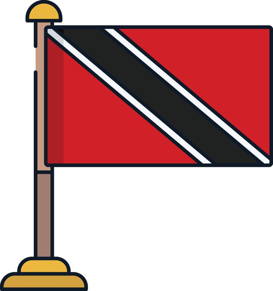Trinidad and Tobago flag linear color illustration vector
