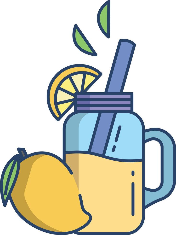Mango lemonade linear color illustration vector