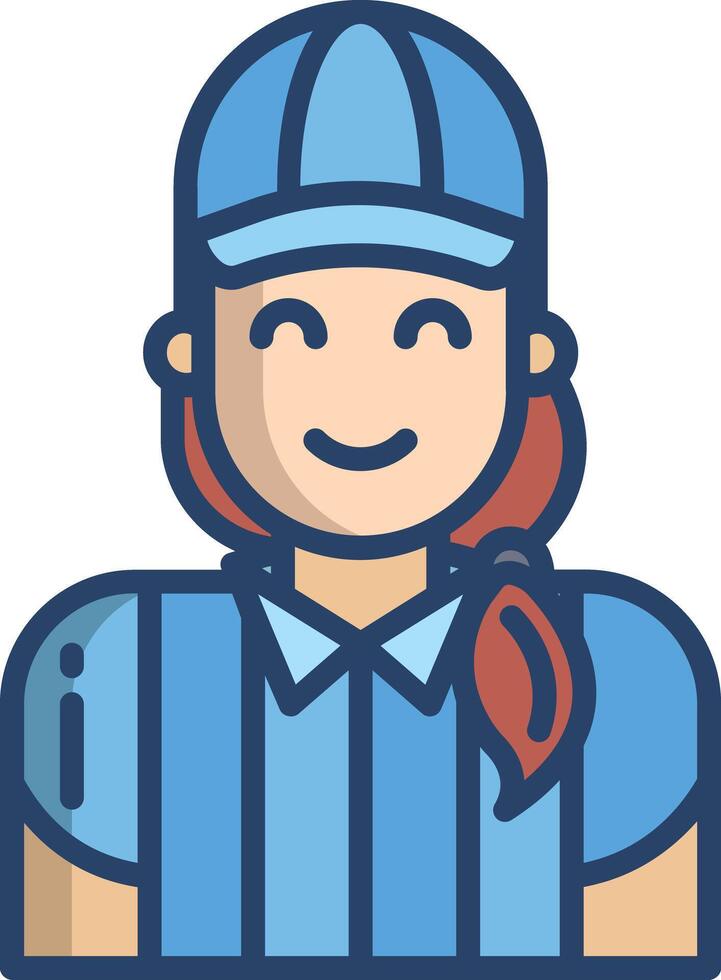 Referee woman linear color illustration vector