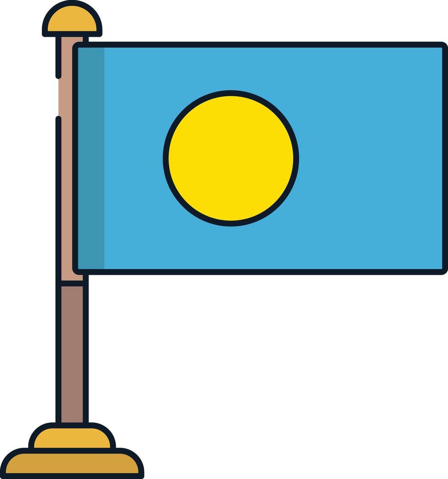 Palau flag linear color illustration vector