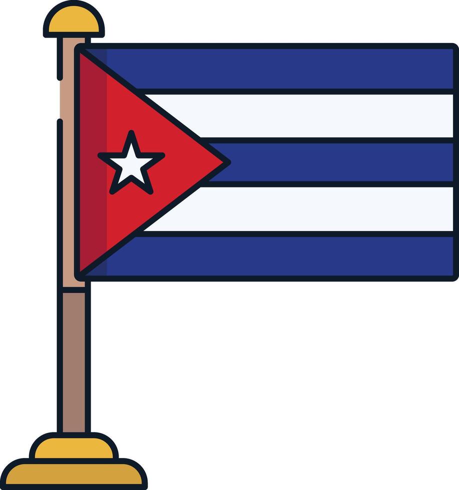 Cuba flag linear color illustration vector